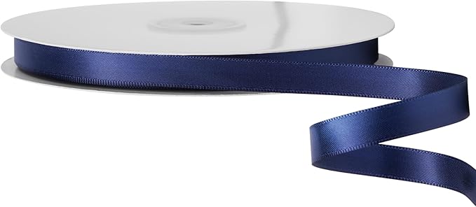 LIUYAXI Navy Blue Satin Ribbon, Double Faced 5/8" X Continuous 25 Yards Ribbons Perfect for Gift Wrapping Bows Bouquet Wedding Craft and More