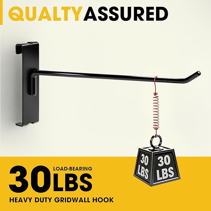 Gridwall Hooks 8 Inch, 60 Pack Heavy Duty Display Hooks for Grid Wall, Grid Panel Hooks Hangers, Grid Wall Accessories for Retail, Craft Shows, Home Setup and Customized Display, Black