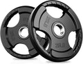 RitFit Olympic Rubber Grip Plates for Barbell, 2-Inch Weight Plates for Weightlifting and Strength Training in Home & Gym, Single, Pair and Sets(2.5/5/10/25/35/45 LB)