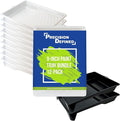 Precision Defined Paint Trays, Paint Roller Trays Liner, Plastic Paint Pan for Roller Brushes, Painting Tray for Painting with Deep Paint Pocket (Paint Tray & Liner (12-Pack), 9-inch)