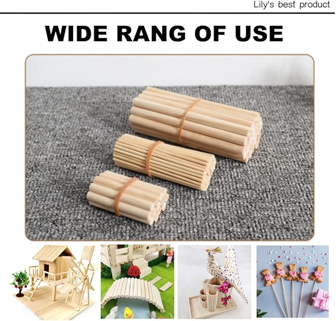 HOPELF 25PCS Dowel Rods Wood Sticks Wooden Dowel Rods - 3/8 x 48 Inch Bamboo Sticks - for Crafts，Hardwood Dowel Rod Assortment，Wooden Rod Sticks Doweling Rods， DIYers.