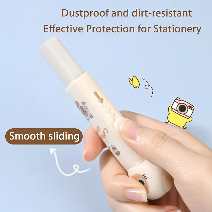 4PCS Cute Retractable Cat Pencil Eraser, Cute Cartoon Cat Pencil Erasers in Four Colors,Suitable for School Home Office Supplies