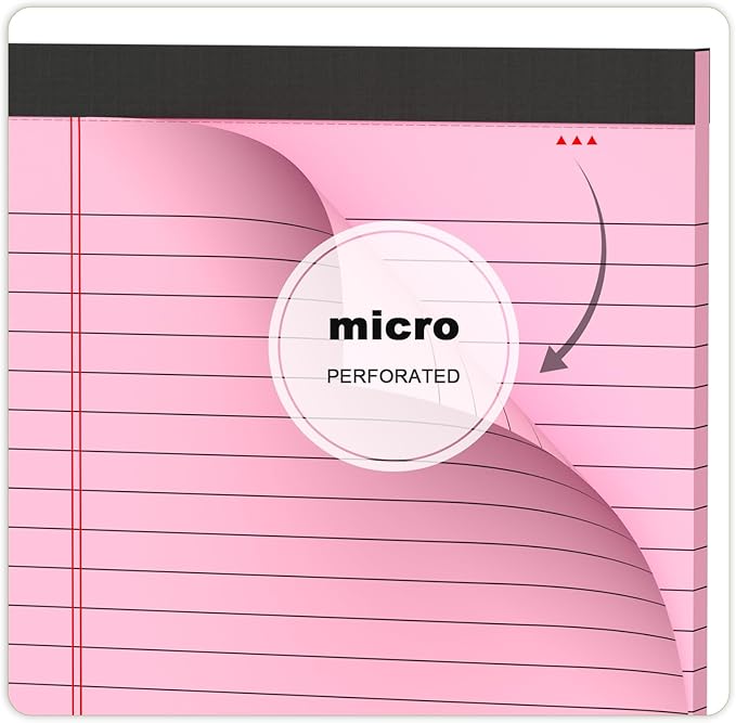 Pink Purple Small Legal Pad 5 x 8 College Ruled Color Legal Pads Paper Notepads 6 Pack Sturdy Back Writing Pads 5 x 8 Note Pads Perforated Narrow Ruled Pads of Paper