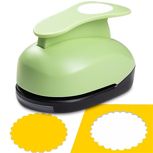 Scalloped Circle Punch, Scalloped Circle Paper Punch, ScallopedHole Punches, Wave Circles Craft Punches, 2.8 Inch Hole Puncher Shape, Wave Circles Puncher for Paper Crafts Scrapbook Card Making