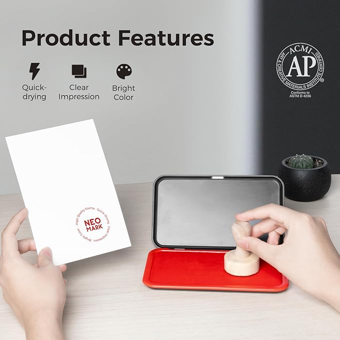 Premium Stamp Ink, Quick-Drying and AP-Certified Non-Toxic Refill Ink for Self-Inking Stamps, Date Stamps and Stamp Pads(Red, 1oz)