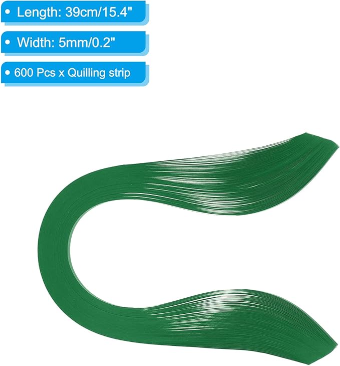 PATIKIL Quilling Strips Paper 600pcs 5mm 39cm Origami Paper Quilling Kits for Art DIY Hand Craft Christmas, Dark Green