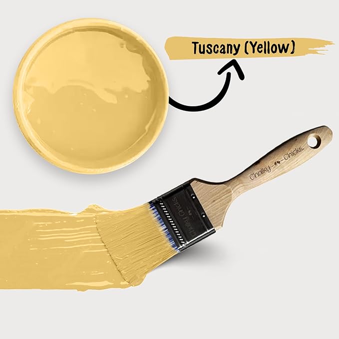 Chalky Chicks All-in-One Chalk Paint for Furniture or Cabinet - 8 Fl Oz - Matte Finish Tuscany (Yellow) for Metal, Wood Furniture Paint - No Sanding All-in-One for Home Decor & Crafts, USA Made