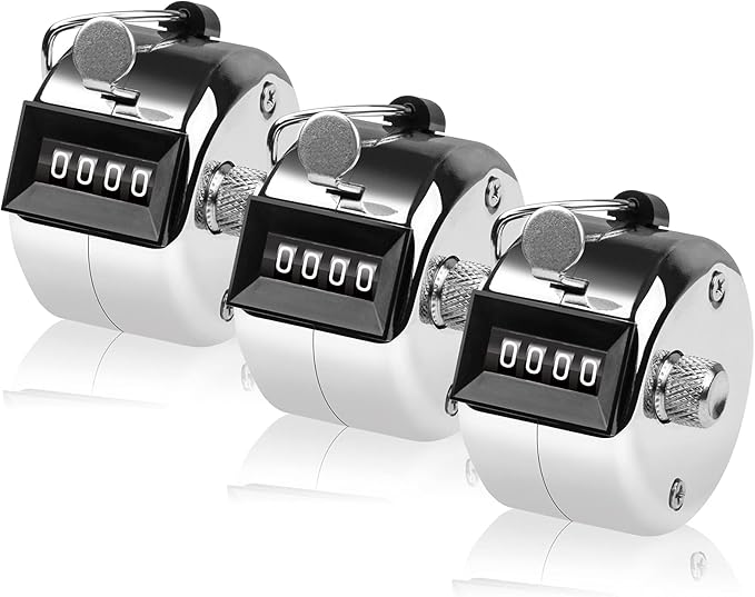 Tally Counter, 4-Digit Clicker Counter, Metal Hand Tally Counters Clicker Pitch Counter for Counting, Knitting, Coaching, Golf, Lap, Fishing