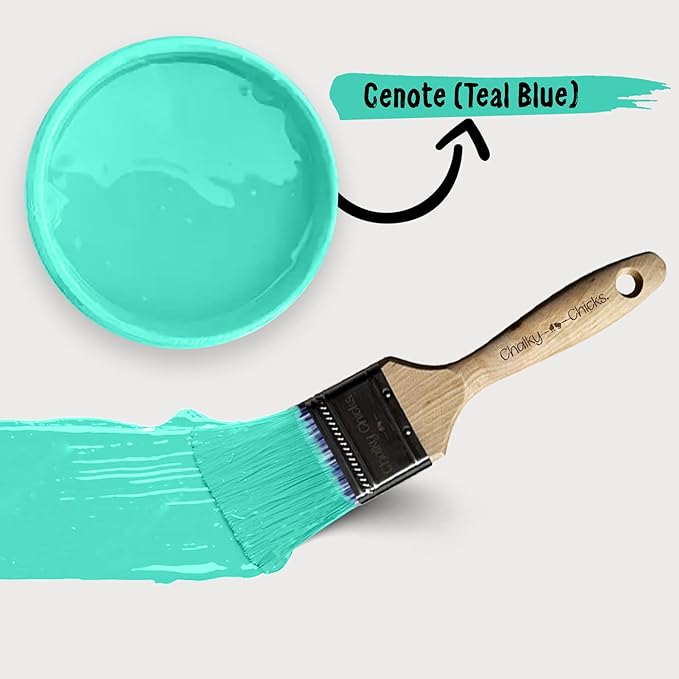 Chalky Chicks All-in-One Chalk Paint for Furniture or Cabinet - 8 Fl Oz - Matte Finish Cenote (Teal Blue) for Metal, Wood Furniture Paint - No Sanding All-in-One for Home Decor & Crafts, USA Made