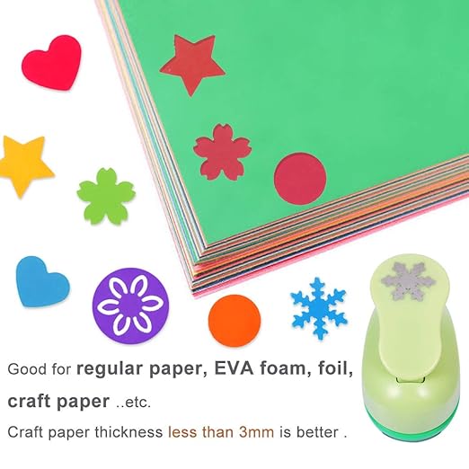 UCEC Paper Punches for Crafting, Hole Punch for Kids, 1 Inch Craft Hole Punch Shapes, 6PCS Star Heart Flower Punch Kids Hole Puncher Shape Cutters for Crafts for School Crafting & DIY Projects