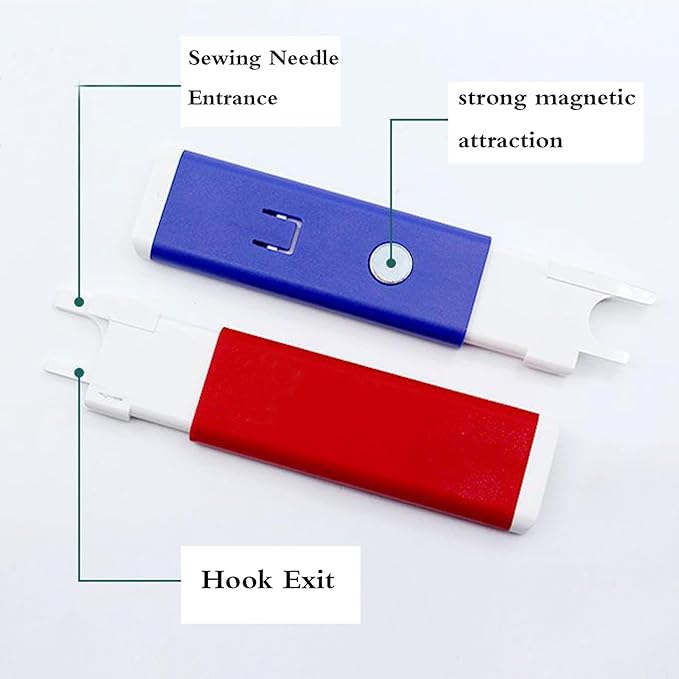 YICBOR Upgraded Automatic Sewing Machine Needle Threader with Strong Magnet, Stitch Insertion Tool with 1pcs Replacement Hooks Quick for Industrial Single Lockstitch Sewing Machine(red)