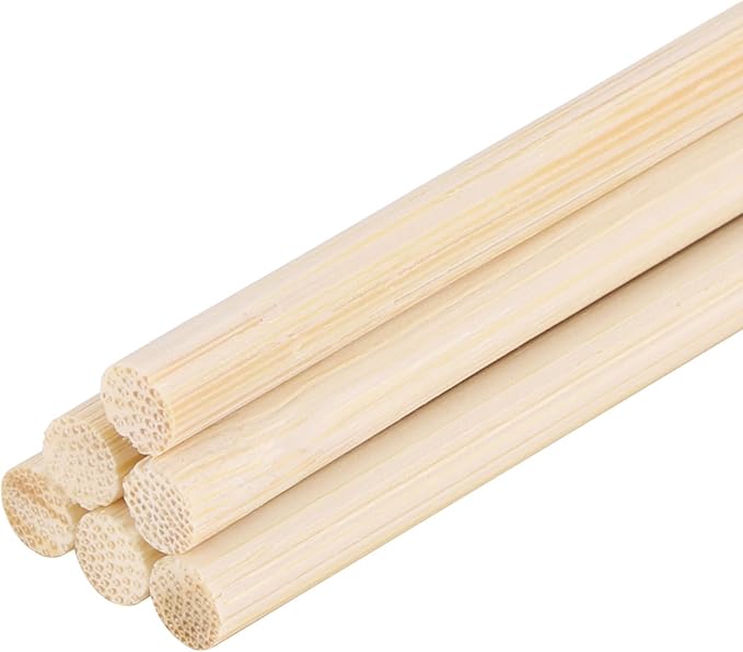 DMiotech 50 Pack 1/4" x 6" Wooden Dowel Rods Unfinished Natural Sticks Wood Craft Sticks for Home Decor Projects and Making DIY Craft,Wood Color