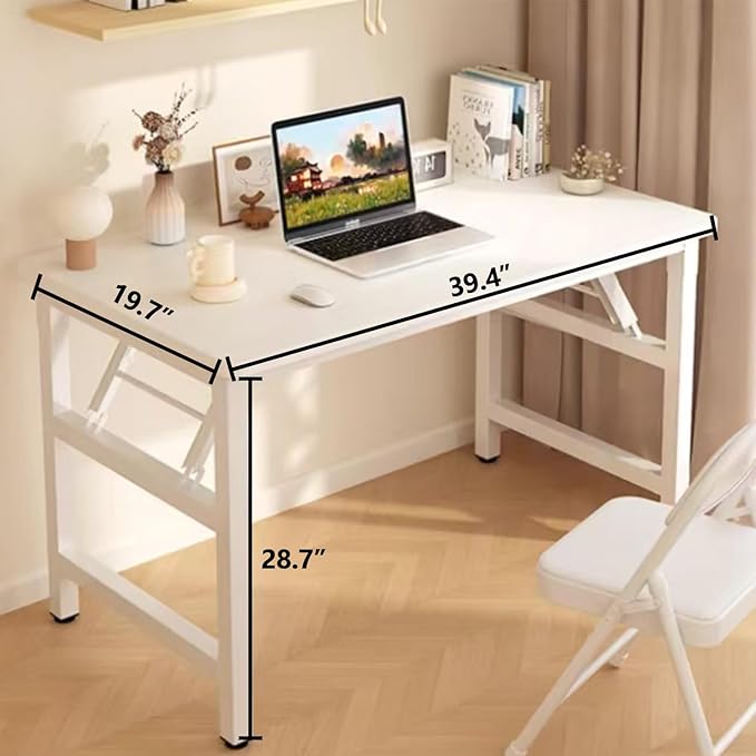 39.4 Inch Foldable Desks for Small Spaces,Foldable Desk No Assembly,Small Table for Bedroom,Rustic Brown.
