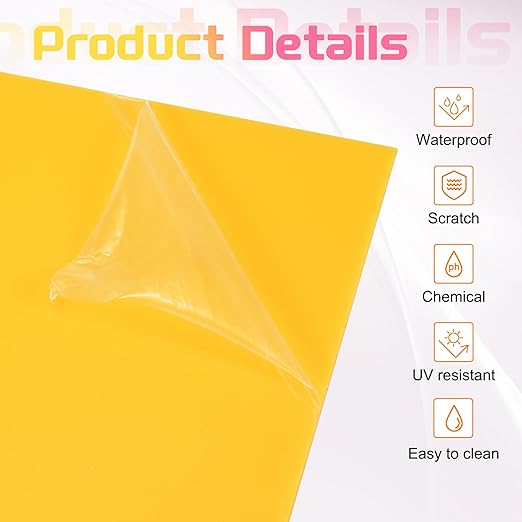 uxcell 4Pcs Acrylic Sheets 8x8 Inch Acrylic Panel 1/8 Inch-3mm Plastic Board for Picture Frames Sign Holders DIY Display Projects Craft, Yellow