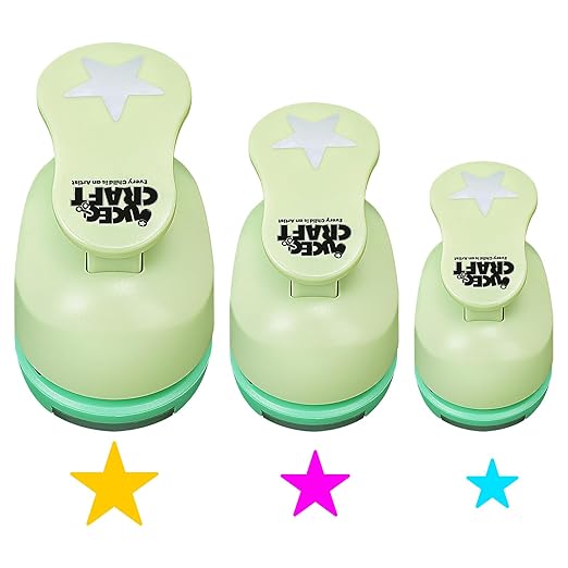 UCEC Star Hole Paper Punch, Star Lever Puncher for Crafts, 1 Inch Craft Punch, 5/8 inch Hole Punch Shape, 3/8 inch Paper Punch for Crafting