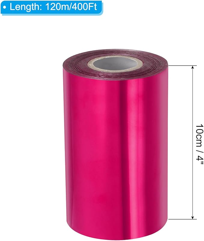 PATIKIL 4"x400Ft Hot Stamping Foil Paper, Heat Transfer Hot Stamping Paper Foil Roll for Leather DIY Logo Decor Craft Gift Package Scrapbook Card, Rose Red