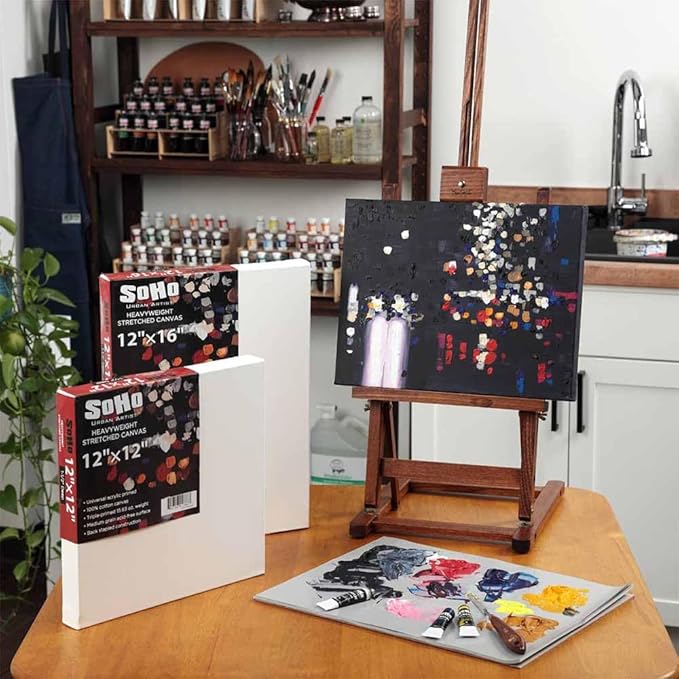 SoHo Urban Artist, 22x28 Heavyweight Stretched Cotton Canvas for Painting - 1.5" Deep- 3 Pack, Triple Primed, 100% Cotton Canvas, Archival, Universal Primed for Oil, Acrylic, Alkyd, Mixed Media