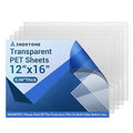 5 Pack 12”x16” x0.04” Clear PET/Plexiglass Sheet, INDSTONE Transparent Flexible Plastic Sheet 12x16, Clear Plastic Sheet for Crafts, Picture Frames, Painting, Sign Blank