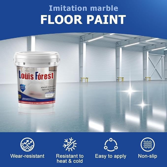 Louis Forest Epoxy Floor Paint, High-Gloss Marble Effect Coating, Epoxy Colored Sand Floor Paint, Wear-Resistant and Non-Slip for Indoor Outdoor (1KG-Peach red)