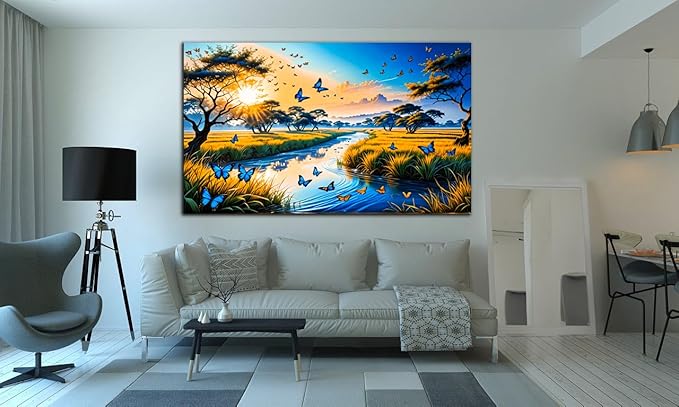 SpiritualHands Fantastic Scenery Tempered Glass Wall Art Painting for Living Room, Tempered Glass Modern Prints Decor, Large Vivid Color Panel for Bedroom, Kitchen, or Office