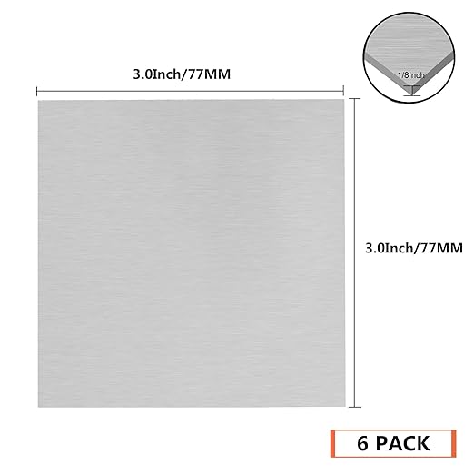 Welding Kit - 6Pack 6061 T651 Aluminum Sheet Metal 3" X 3" X 1/8 Inch Flat Plain 3mm Aluminum Plate Weld Practice kit for MIG, TIG, Stick, Arc, Gas, Brazing, Welding Practice Kit for Beginners