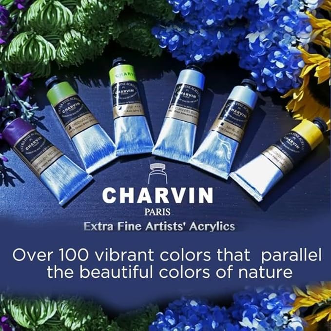 Charvin Extra Fine Professional Acrylic Paint - Ocean Blue, 150ml Tube, Triple-Milled, Lightfast Pigments, Open Stock Artist Acrylic Paints in Nature-Inspired Hues