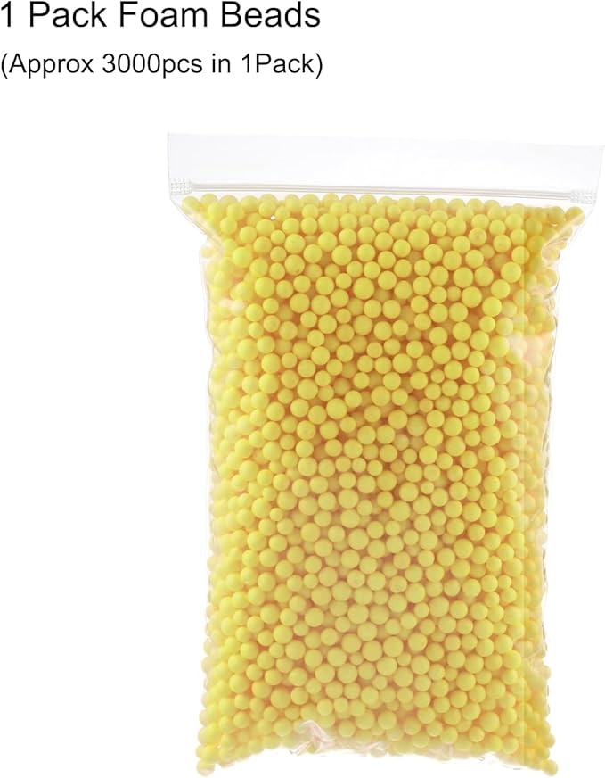 MECCANIXITY Foam Beads Foam Balls 7-9mm for Wedding and Party Decorations, Tiny Packing Balls, Arts DIY Crafts Supplies (Light Yellow,1 Pack Approx 3000pcs)