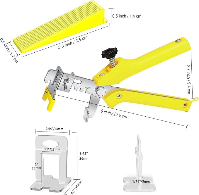Storystore Tile Leveling System with Tile Pliers - 3400 Piece Tile Spacers Clips and 200 Piece Reusable Wedges, 1/16 Inch Tile Installation Tools Kit