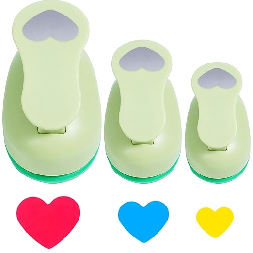 UCEC Heart Cutter 3 Pcs 1+5/8+3/8 Inch Hole Punch Heart Shapes Craft Punch Paper Cutter for Crafting, Puncher for Valentine's Day Scrapbooking Greeting Card, DIY Albums Gift Tags Homemade Confetti