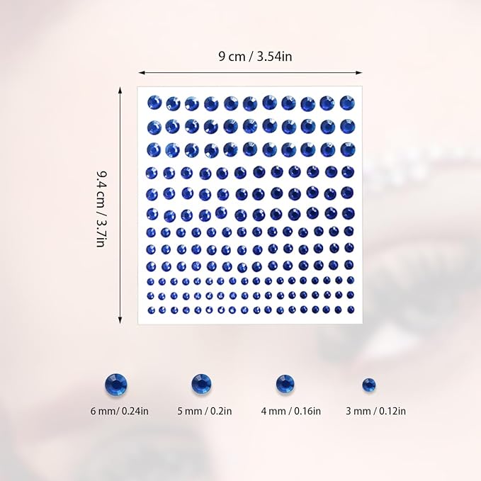 5 Sheets Self Adhesive Pearl Stickers, Flat Back Pearls Sticker, 4 Size Self Adhesive Rhinestone Gem Stickers for DIY Crafts Craft Card Decorations Nail Art Beauty Makeup (Blue)
