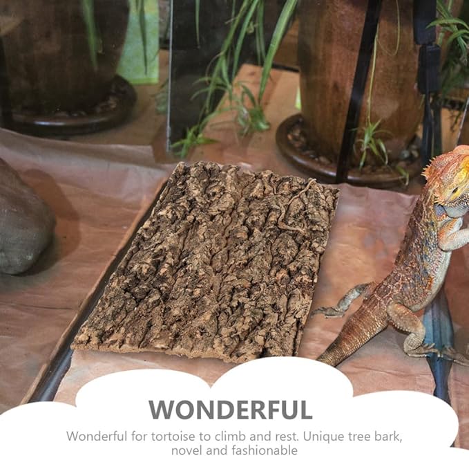 Totority Cork Bark 3Pcs Plants Decor Cork Terrarium Background, Cork Tile Background Decorative Tree Bark Adornment Reptile Climbing Plaything for Gecko Lizard Tortoise Frog Bearded Dragon Tank Access