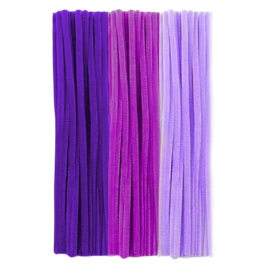300 Pieces Pipe Cleaners Chenille Stem, 3 Pastel Candy Color Pipe Cleaners Set for Pipe Cleaners DIY Arts Crafts Decorations, Chenille Stems Pipe Cleaners (Purple)