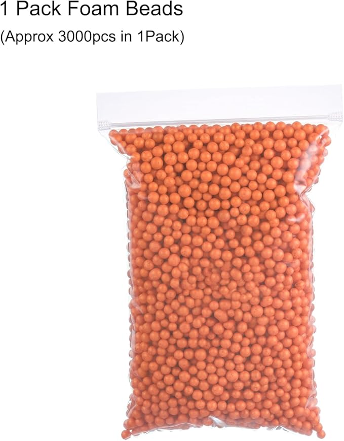 MECCANIXITY Foam Beads Foam Balls 7-9mm for Wedding and Party Decorations, Tiny Packing Balls, Arts DIY Crafts Supplies (Bright Orange,1 Pack Approx 3000pcs)