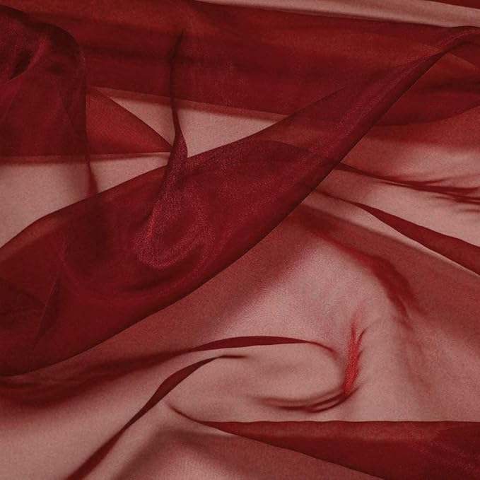 Organza Fabric 10 Yard Bridal Solid Sheer Bolt for Home Décor, Table Décor, Bridal, Fashion, Crafts, Decorations Silky Shiny Organza 44" - (10 Yard, Apple Red)