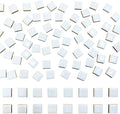 100 Pieces Ceramic Mosaic Tiles 3/5" Square Shapes Mosaic Ceramic Pieces Stained Ceramic Tiles Supplies for Crafts Beginner Mosaic Project Stepping Stones Mosaic Birdhouse Decor - White