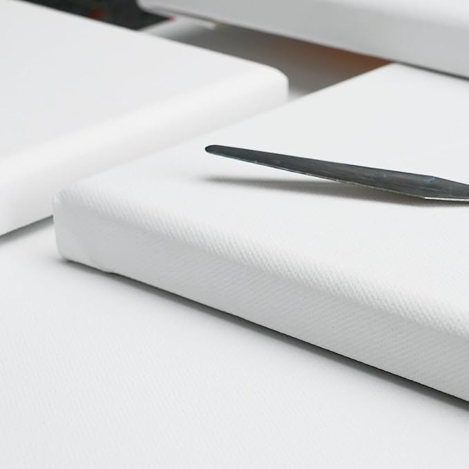 PHOENIX 10x10 Inch 6 Pack Artist Canvas - Square Stretched Canvases for Painting - 3/4 Inch Profile, 100% Cotton 11 Oz. Gesso Primed White Blank Professional Canvas Oil & Acrylic Paints
