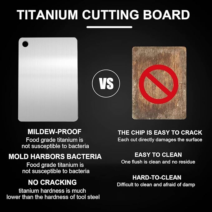 Titanium Cutting Boards for Kitchen,Katuchef Titanium Cutting Board,Non toxic Doubld-Side Available Chopping Boards, Easy to Clean and Store(2PC-M+XL)