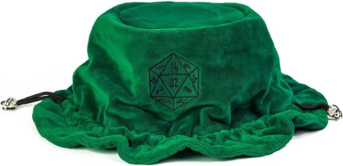 Large Dice Bags D&D with Pockets Green Storage Bag D20 Logo for DND RPG Game Dices (with 1lb Random DND Dice)