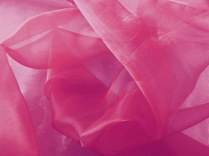 Organza Fabric 5 Yard Bridal Solid Sheer Organza Fabric Bolt for Wedding Dress, Fashion, Crafts, Decorations Silky Shiny Organza 44" - (5 Yard, Hot Pink)