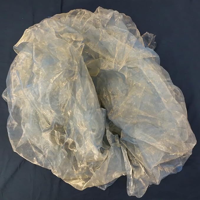 Two-Tone Iridescent Holographic Organza Fabric - 5.5 Yards by The Yard | Lightweight Sheer Tulle | for Wedding Dresses, Party Decor, DIY Crafts, Shiny Backdrops(Orange-Gold & Blue Sheen)