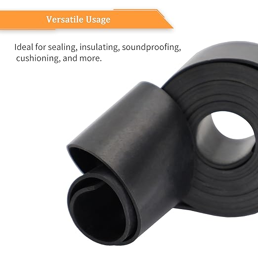 DOBTIM Neoprene Rubber Sheet Rolls 1/8 (.125)" Thick X 12" Wide X 48'' Long, Solid Rubber Strips Use for Gaskets DIY Material, Supports, Leveling, Sealing, Protection, Abrasion, Flooring, Black