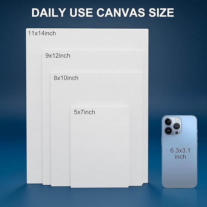 Canvas Panels 9x12 Inch 24-Pack, 10 oz Primed 100% Cotton White Blank Small Canvases for Painting, Flat Canvas Board for Oil Acrylics Watercolor & Tempera Paints