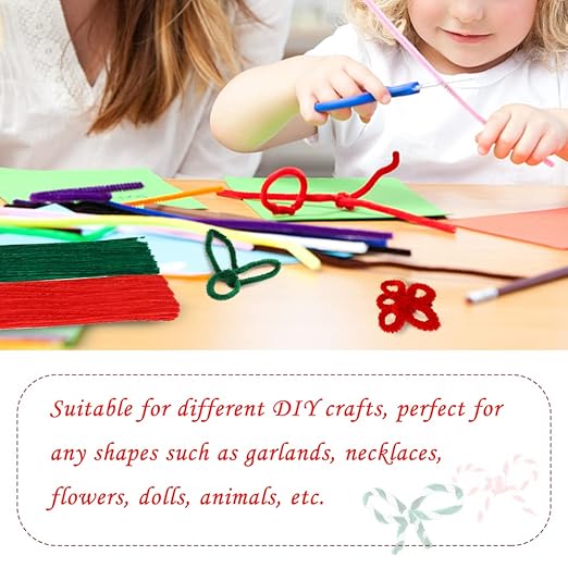 200 Pieces Christmas Pipe Cleaners, Craft Pipe Cleaners, Pipe Cleaners Chenille Stem, Pipe Cleaners Bulk,Art Pipe Cleaners for Creative Christmas Decoration Supplies Arts and Crafts Project