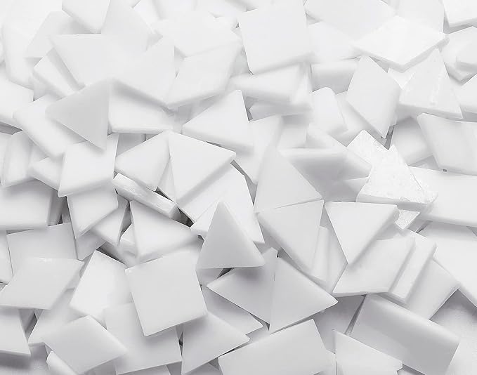Lanyani Multi-Color Glass Mosaic Tiles - Mixed Shapes, 200 Pieces, Regular White