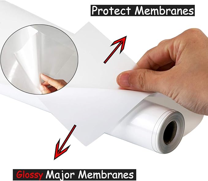 Guangyintong White Heat Transfer Vinyl HTV Rolls, 12" x 8ft Glossy Surface Iron on Vinyl for T-Shirts, All Cutter Machines, Easy to Cut & Weed