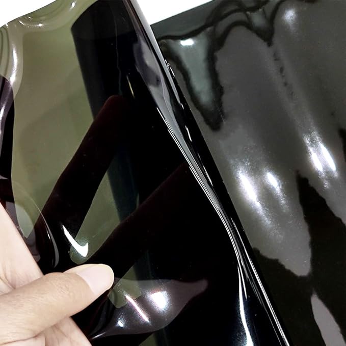 HYANG Solid Colors Transparent PVC Super Clear Holographic Vinyl 1 Roll 12" x 47" (30cm x 120cm) for DIY Bows Earrings Bags DIY Crafts Making (Black)