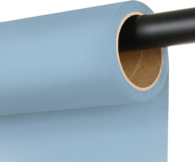 Seamless Photography Background Paper Roll, Blue Photo Paper Backdrop for Photography, Video and Streaming (Sky Blue, 82" x16')