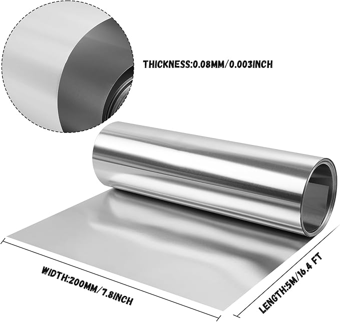 Aluminum Flashing Roll，Aluminum Sheet Roll 5000x200x0.08mm(LxWxT) Applicable to Various House Repair and DIY Projects
