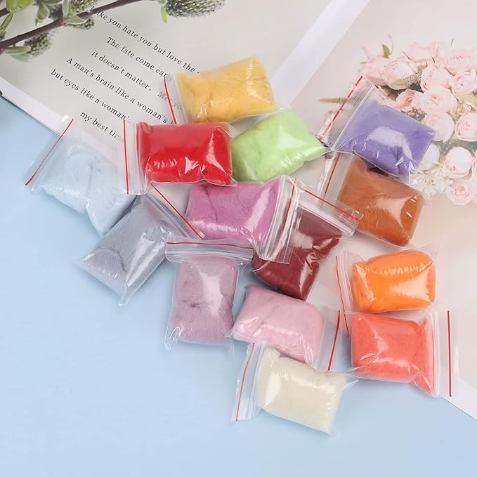 Needle Felting Kit, Needle Felting Wool Roving Set, Needle Felting Starter Kit Wool Felt Tools for Felting Wool DIY Craft Materials Needle Felting Supplies (36 Colors)