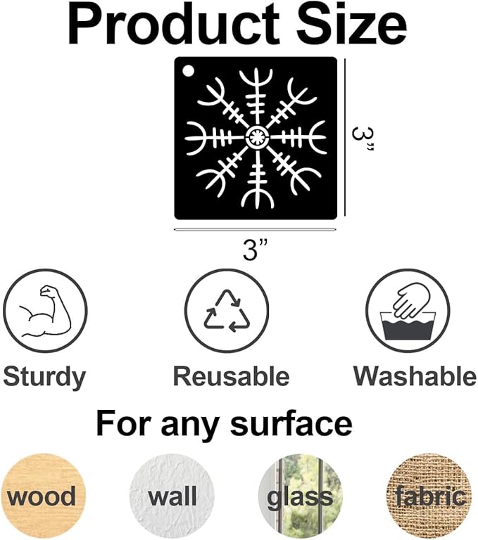 Viking Stencils for Painting 3inch Reusable Runes Stencil Celtic Template Stencils for Crafts Paint Stencils for Painting on Wood Wall Card Fabrics